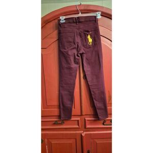 Polo Ralph Lauren Womens Size 26R The Tompkins High Rise Ankle Burgundy LRG Pony
